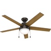 image:imageHunter Anslee Indoor Ceiling Fan with LED Light 52 inch Premier Bronze  Standard Mount Pull Chain 5 Blades For Bedroom Living Room Kitchen 50232Premier Bronze