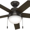 image:imageHunter Anslee Indoor Ceiling Fan with LED Light 52 inch Premier Bronze  Standard Mount Pull Chain 5 Blades For Bedroom Living Room Kitchen 50232Premier Bronze