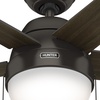 image:imageHunter Anslee Indoor Ceiling Fan with LED Light 52 inch Premier Bronze  Standard Mount Pull Chain 5 Blades For Bedroom Living Room Kitchen 50232Premier Bronze