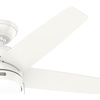 image:imageHunter Bardot Indoor Ceiling Fan Modern 5 Blades 44 inch Matte Black  with LED Light and Pull Chain Standard Mount For Bedroom Living Room Kitchen 52492Fresh White