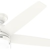 image:imageHunter Bardot Indoor Ceiling Fan Modern 5 Blades 44 inch Matte Black  with LED Light and Pull Chain Standard Mount For Bedroom Living Room Kitchen 52492Fresh White