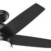 image:imageHunter Bardot Indoor Ceiling Fan Modern 5 Blades 44 inch Matte Black  with LED Light and Pull Chain Standard Mount For Bedroom Living Room Kitchen 52492Matte Black