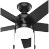 image:imageHunter Bardot Indoor Ceiling Fan Modern 5 Blades 44 inch Matte Black  with LED Light and Pull Chain Standard Mount For Bedroom Living Room Kitchen 52492Matte Black