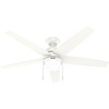 image:imageHunter Bardot Indoor Ceiling Fan Modern 5 Blades 44 inch Matte Black  with LED Light and Pull Chain Standard Mount For Bedroom Living Room Kitchen 52492Fresh White