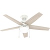 image:imageHunter Bardot Indoor Ceiling Fan Modern 5 Blades 44 inch Matte Black  with LED Light and Pull Chain Standard Mount For Bedroom Living Room Kitchen 52492Fresh White
