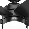 image:imageHunter Bardot Indoor Ceiling Fan Modern 5 Blades 44 inch Matte Black  with LED Light and Pull Chain Standard Mount For Bedroom Living Room Kitchen 52492Matte Black