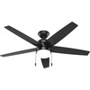 image:imageHunter Bardot Indoor Ceiling Fan Modern 5 Blades 44 inch Matte Black  with LED Light and Pull Chain Standard Mount For Bedroom Living Room Kitchen 52492Matte Black