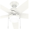 image:imageHunter Bardot Indoor Ceiling Fan Modern 5 Blades 44 inch Matte Black  with LED Light and Pull Chain Standard Mount For Bedroom Living Room Kitchen 52492Fresh White