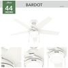 image:imageHunter Bardot Indoor Ceiling Fan Modern 5 Blades 44 inch Matte Black  with LED Light and Pull Chain Standard Mount For Bedroom Living Room Kitchen 52492Fresh White
