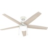 image:imageHunter Bardot Indoor Ceiling Fan Modern 5 Blades 44 inch Matte Black  with LED Light and Pull Chain Standard Mount For Bedroom Living Room Kitchen 52492Fresh White