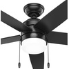 image:imageHunter Bardot Indoor Ceiling Fan Modern 5 Blades 44 inch Matte Black  with LED Light and Pull Chain Standard Mount For Bedroom Living Room Kitchen 52492Matte Black