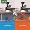 image:imageHunter Bardot Indoor Ceiling Fan Modern 5 Blades 44 inch Matte Black  with LED Light and Pull Chain Standard Mount For Bedroom Living Room Kitchen 52492Matte Black