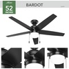 image:imageHunter Bardot Indoor Ceiling Fan Modern 5 Blades 44 inch Matte Black  with LED Light and Pull Chain Standard Mount For Bedroom Living Room Kitchen 52492Matte Black
