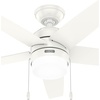 image:imageHunter Bardot Indoor Ceiling Fan Modern 5 Blades 44 inch Matte Black  with LED Light and Pull Chain Standard Mount For Bedroom Living Room Kitchen 52492Fresh White