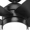 image:imageHunter Bardot Indoor Ceiling Fan Modern 5 Blades 44 inch Matte Black  with LED Light and Pull Chain Standard Mount For Bedroom Living Room Kitchen 52492Matte Black