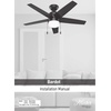 image:imageHunter Bardot Indoor Ceiling Fan Modern 5 Blades 44 inch Matte Black  with LED Light and Pull Chain Standard Mount For Bedroom Living Room Kitchen 52492Fresh White