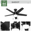 image:imageHunter Bardot Indoor Ceiling Fan Modern 5 Blades 44 inch Matte Black  with LED Light and Pull Chain Standard Mount For Bedroom Living Room Kitchen 52492Matte Black