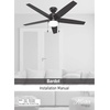 image:imageHunter Bardot Indoor Ceiling Fan Modern 5 Blades 44 inch Matte Black  with LED Light and Pull Chain Standard Mount For Bedroom Living Room Kitchen 52492Matte Black