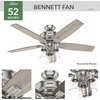 image:imageHunter Bennett Indoor Ceiling Fan Standard Mount 52 inch Matte Black  with LED Lights and Remote Control Quiet 5 Blades For Bedroom Living Room Kitchen 54189Brushed Nickel