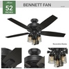 image:imageHunter Bennett Indoor Ceiling Fan Standard Mount 52 inch Matte Black  with LED Lights and Remote Control Quiet 5 Blades For Bedroom Living Room Kitchen 54189Matte Black
