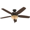 image:imageHunter Builder Deluxe Indoor Ceiling Fan Pull Chain 52 inch New Bronze  with LED Light Standard Mount 5 Blades For Bedroom Living Room Includes Bulbs 53091New Bronze