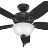 image:imageHunter Builder Deluxe Indoor Ceiling Fan Pull Chain 52 inch New Bronze  with LED Light Standard Mount 5 Blades For Bedroom Living Room Includes Bulbs 53091Matte Black