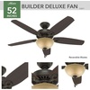 image:imageHunter Builder Deluxe Indoor Ceiling Fan Pull Chain 52 inch New Bronze  with LED Light Standard Mount 5 Blades For Bedroom Living Room Includes Bulbs 53091New Bronze