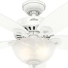 image:imageHunter Builder Deluxe Indoor Ceiling Fan Pull Chain 52 inch New Bronze  with LED Light Standard Mount 5 Blades For Bedroom Living Room Includes Bulbs 53091Snow White