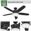 image:imageHunter Builder Deluxe Indoor Ceiling Fan Pull Chain 52 inch New Bronze  with LED Light Standard Mount 5 Blades For Bedroom Living Room Includes Bulbs 53091Matte Black