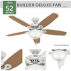 image:imageHunter Builder Deluxe Indoor Ceiling Fan Pull Chain 52 inch New Bronze  with LED Light Standard Mount 5 Blades For Bedroom Living Room Includes Bulbs 53091White