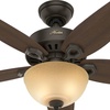 image:imageHunter Builder Deluxe Indoor Ceiling Fan Pull Chain 52 inch New Bronze  with LED Light Standard Mount 5 Blades For Bedroom Living Room Includes Bulbs 53091New Bronze