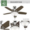 image:imageHunter Builder Deluxe Indoor Ceiling Fan Pull Chain 52 inch New Bronze  with LED Light Standard Mount 5 Blades For Bedroom Living Room Includes Bulbs 53091Brushed Nickel