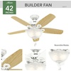 image:imageHunter Builder Deluxe Indoor Ceiling Fan Pull Chain 52 inch New Bronze  with LED Light Standard Mount 5 Blades For Bedroom Living Room Includes Bulbs 53091Snow White