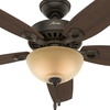 image:imageHunter Builder Deluxe Indoor Ceiling Fan Pull Chain 52 inch New Bronze  with LED Light Standard Mount 5 Blades For Bedroom Living Room Includes Bulbs 53091New Bronze