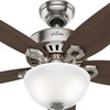 image:imageHunter Builder Deluxe Indoor Ceiling Fan Pull Chain 52 inch New Bronze  with LED Light Standard Mount 5 Blades For Bedroom Living Room Includes Bulbs 53091Brushed Nickel