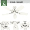 image:imageHunter Builder Elite 42 inch Indoor Ceiling Fan Matte Black Ceiling Fan 3 Speed WhisperWind Motor 53485 for Bedrooms Living Rooms or KitchensFresh White