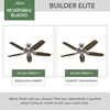 image:imageHunter Builder Elite Indoor Ceiling Fan No Light 52 inch Snow White  Standard Mount Pull Chain 5 Blades For Bedroom Living Room Kitchen 53240Brushed Nickel Finish