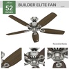 image:imageHunter Builder Elite Indoor Ceiling Fan No Light 52 inch Snow White  Standard Mount Pull Chain 5 Blades For Bedroom Living Room Kitchen 53240Brushed Nickel Finish