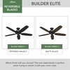 image:imageHunter Builder Elite Indoor Ceiling Fan No Light 52 inch Snow White  Standard Mount Pull Chain 5 Blades For Bedroom Living Room Kitchen 53240Matte Black