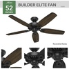 image:imageHunter Builder Elite Indoor Ceiling Fan No Light 52 inch Snow White  Standard Mount Pull Chain 5 Blades For Bedroom Living Room Kitchen 53240Matte Black