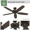 image:imageHunter Builder Elite Indoor Ceiling Fan No Light 52 inch Snow White  Standard Mount Pull Chain 5 Blades For Bedroom Living Room Kitchen 53240New Bronze finish