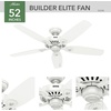 image:imageHunter Builder Elite Indoor Ceiling Fan No Light 52 inch Snow White  Standard Mount Pull Chain 5 Blades For Bedroom Living Room Kitchen 53240Snow White finish