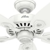 image:imageHunter Builder Elite Indoor Ceiling Fan No Light 52 inch Snow White  Standard Mount Pull Chain 5 Blades For Bedroom Living Room Kitchen 53240Snow White finish