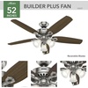 image:imageHunter Builder Plus Indoor Ceiling Fan Pull Chain 52 inch Snow White  with LED Lights Standard Mount 5 Blades For Bedroom Living Room Includes Bulbs 53236Brushed Nickel  Brazilian Cherry