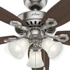 image:imageHunter Builder Plus Indoor Ceiling Fan Pull Chain 52 inch Snow White  with LED Lights Standard Mount 5 Blades For Bedroom Living Room Includes Bulbs 53236Brushed Nickel  Brazilian Cherry