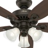 image:imageHunter Builder Plus Indoor Ceiling Fan Pull Chain 52 inch Snow White  with LED Lights Standard Mount 5 Blades For Bedroom Living Room Includes Bulbs 53236New Bronze