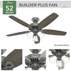 image:imageHunter Builder Plus Indoor Ceiling Fan Pull Chain 52 inch Snow White  with LED Lights Standard Mount 5 Blades For Bedroom Living Room Includes Bulbs 53236Matte Silver