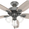 image:imageHunter Builder Plus Indoor Ceiling Fan Pull Chain 52 inch Snow White  with LED Lights Standard Mount 5 Blades For Bedroom Living Room Includes Bulbs 53236Matte Silver