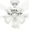 image:imageHunter Builder Plus Indoor Ceiling Fan Pull Chain 52 inch Snow White  with LED Lights Standard Mount 5 Blades For Bedroom Living Room Includes Bulbs 53236Snow White
