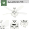 image:imageHunter Builder Plus Indoor Ceiling Fan Pull Chain 52 inch Snow White  with LED Lights Standard Mount 5 Blades For Bedroom Living Room Includes Bulbs 53236Snow White